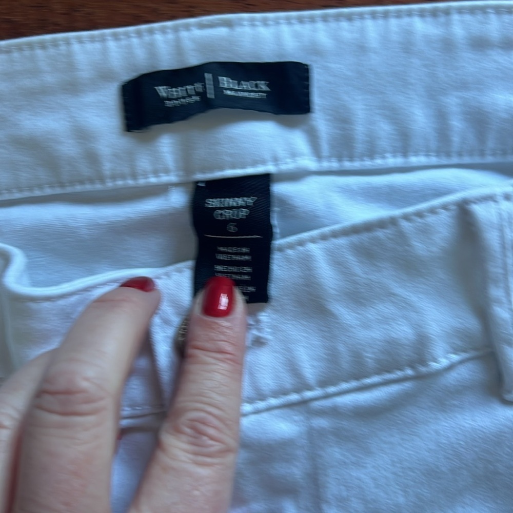 White House Black Market Skinny Crop White Jeans Size 6 - Picture 5 of 7